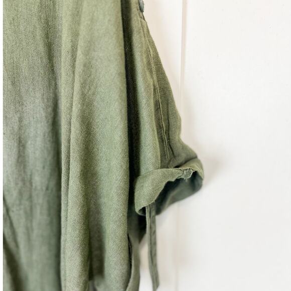 Zara NWT Sage Green Lovina Linen Short Sleeve Button‎ Front Midi Dress Size XXL - Picture 16 of 16